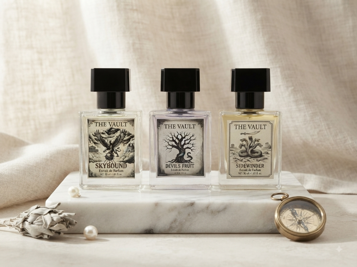The Vault Signature Collection – 3 × 30ml Extrait de Parfum | Skybound, Sidewinder & Devil’s Fruit