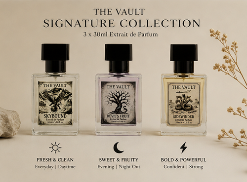 The Vault Signature Collection – 3 × 30ml Extrait de Parfum | Skybound, Sidewinder & Devil’s Fruit