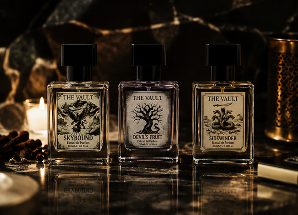 The Vault Signature Collection – 3 × 30ml Extrait de Parfum | Skybound, Sidewinder & Devil’s Fruit